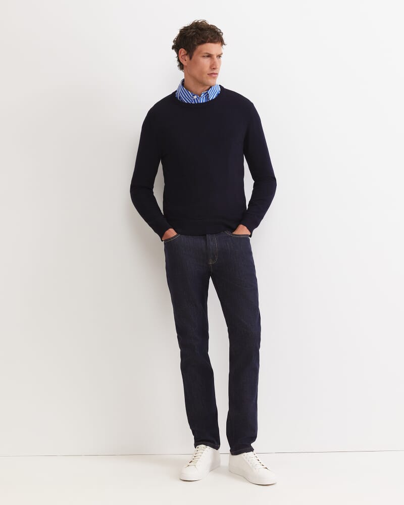Merino Crew Neck Knit in NAVY