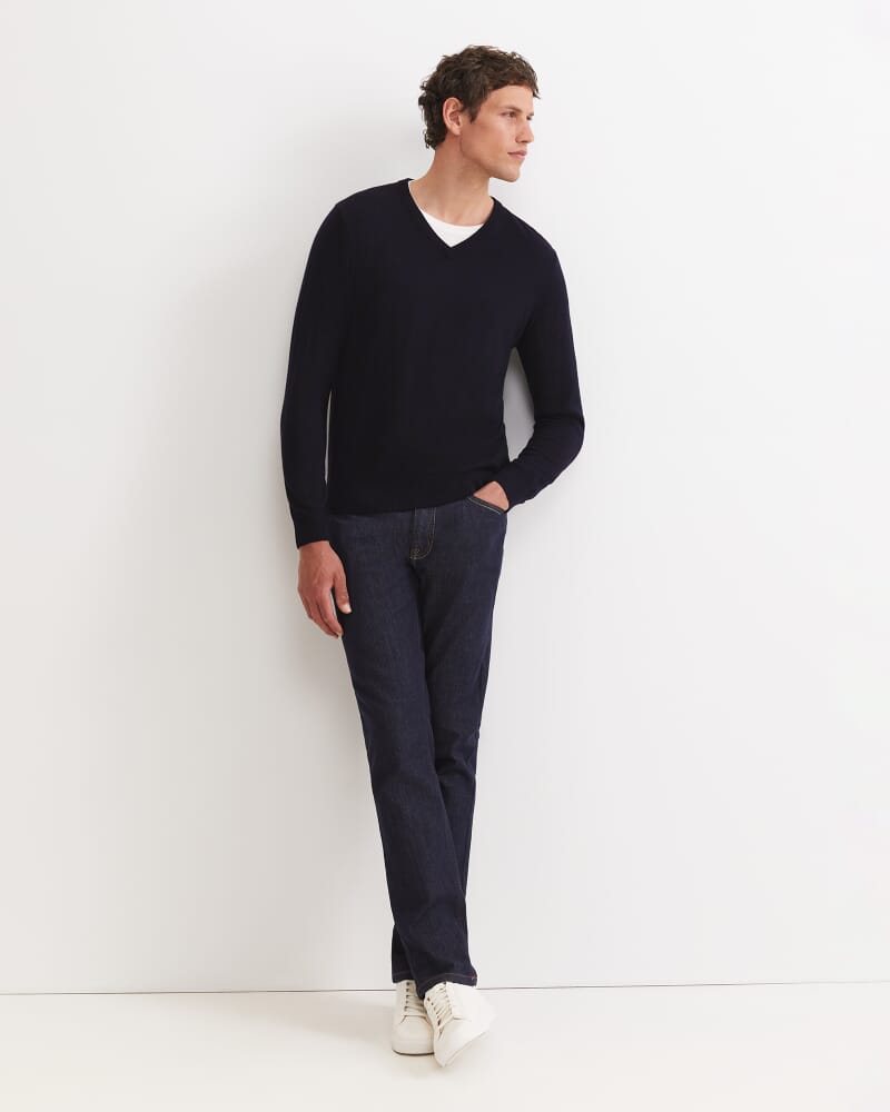 Merino Crew Neck Knit in NAVY