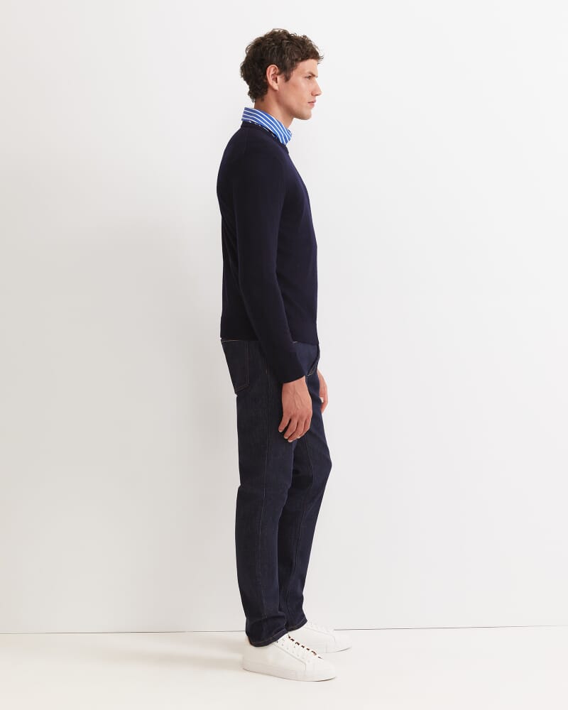 Merino Crew Neck Knit in NAVY