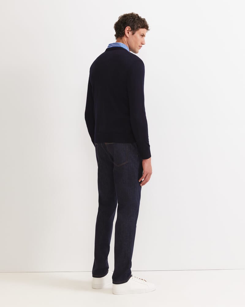 Merino Crew Neck Knit in NAVY