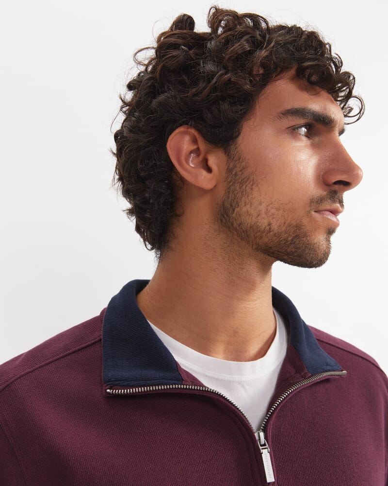 SC Quarter Zip Sweat in BURGUNDY