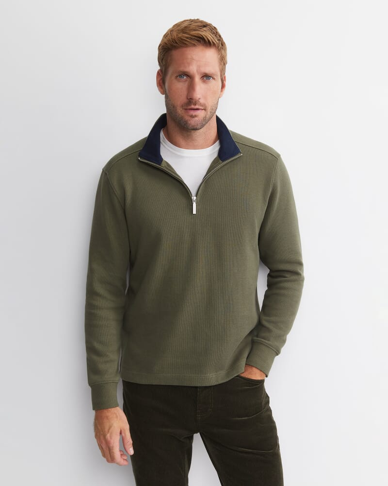 SC Quarter Zip Sweat in KHAKI