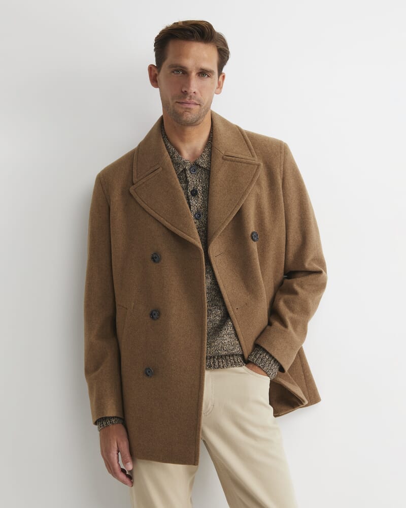 Phillip Wool Blend Peacoat in CAMEL