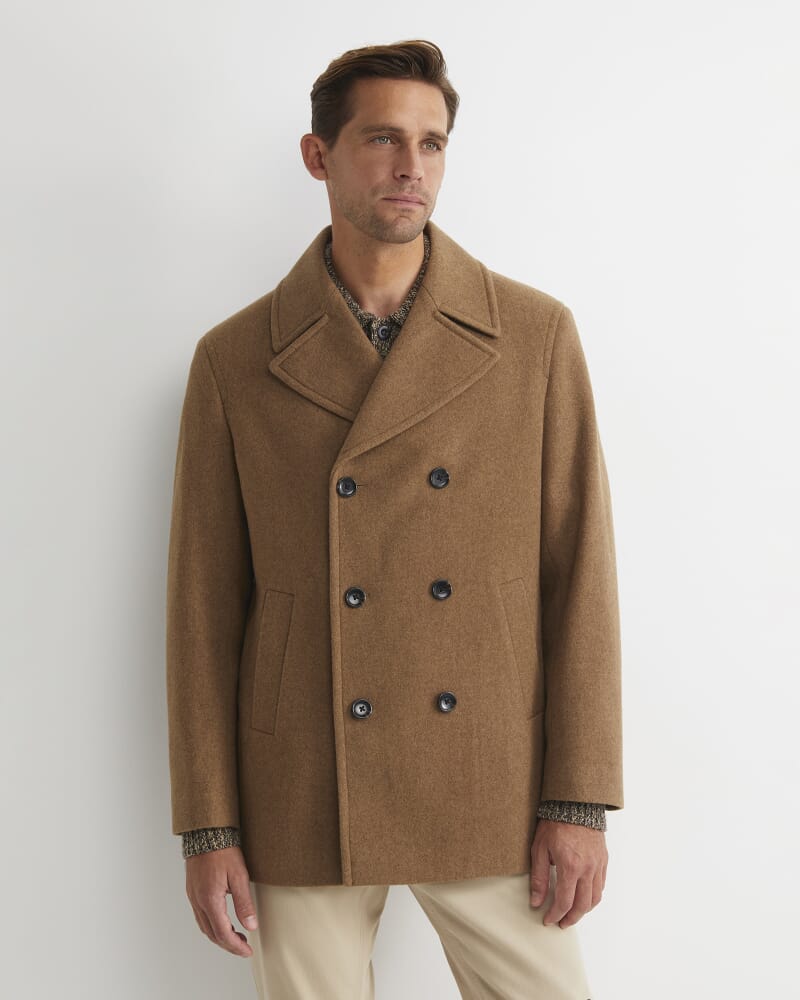Phillip Wool Blend Peacoat in CAMEL