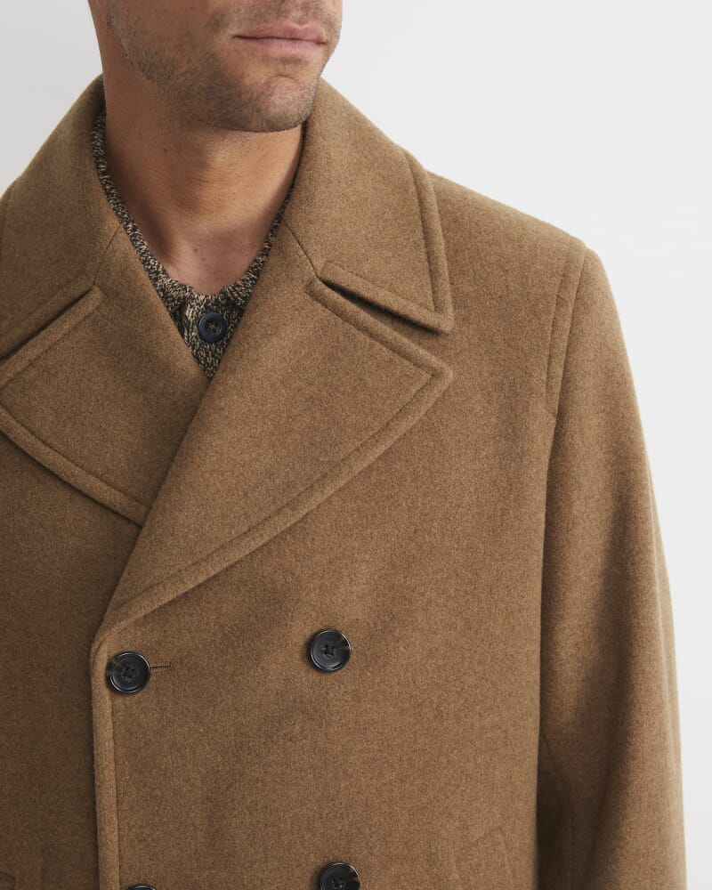 Phillip Wool Blend Peacoat in CAMEL
