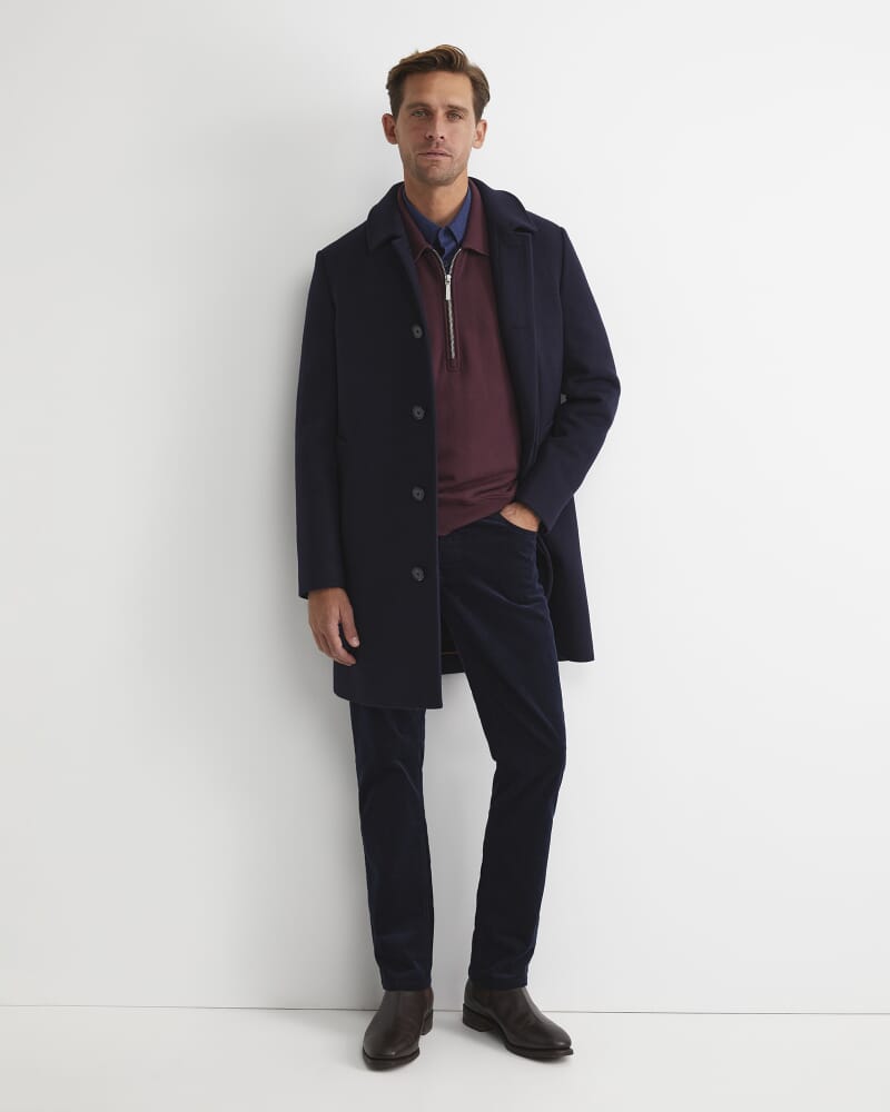 Micah Wool Blend Coat in NAVY