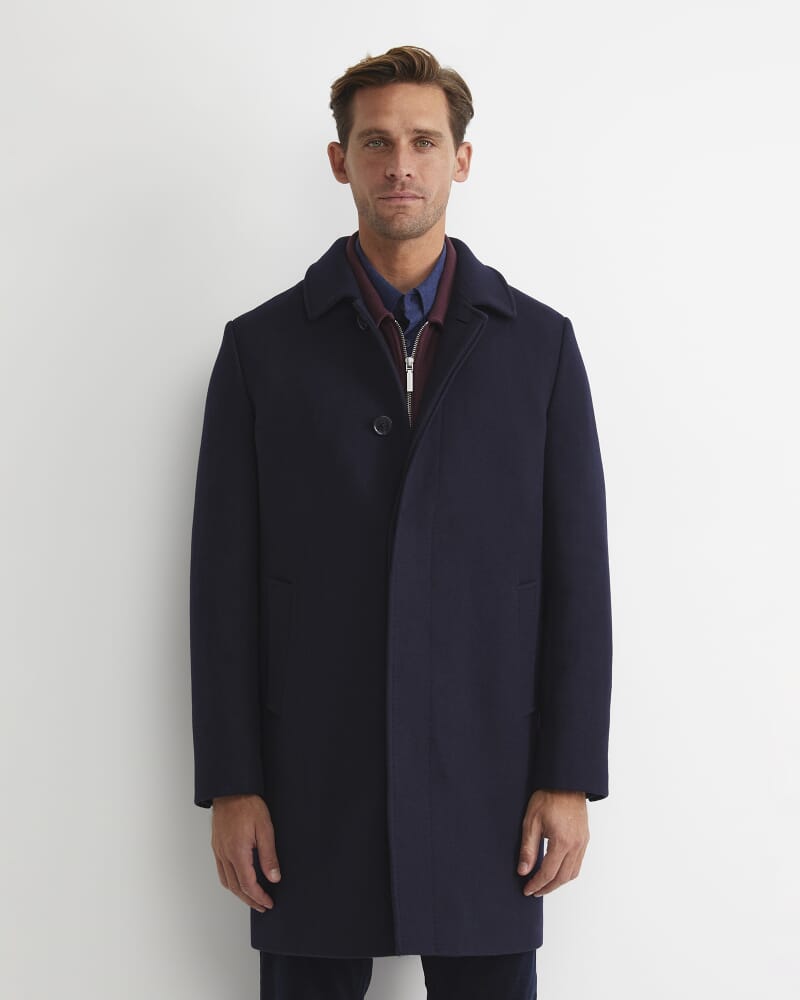 Micah Wool Blend Coat in NAVY