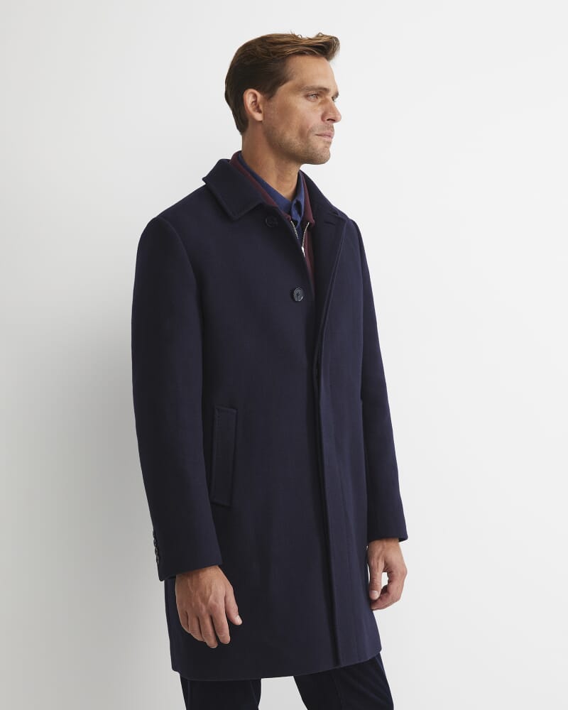 Micah Wool Blend Coat in NAVY
