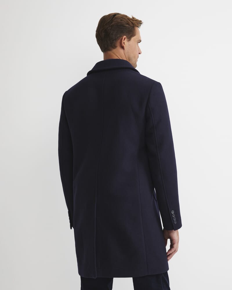 Micah Wool Blend Coat in NAVY