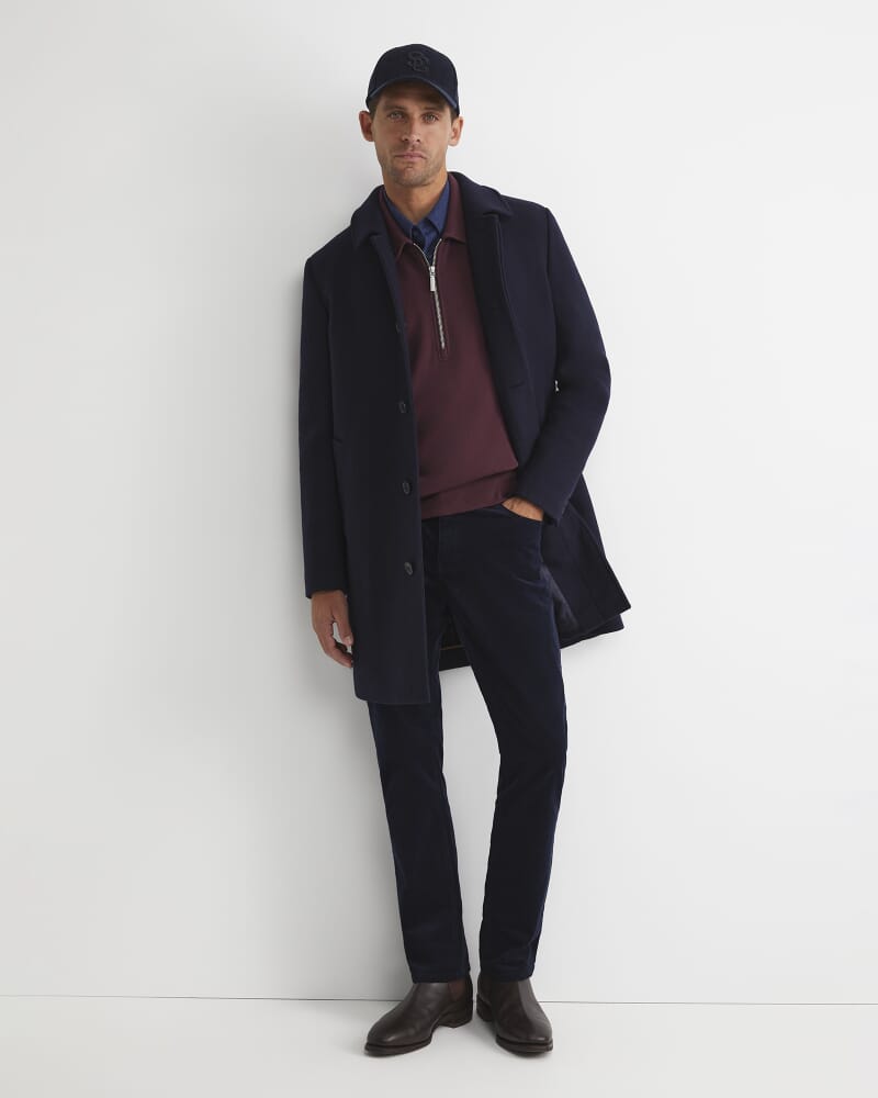 Micah Wool Blend Coat in NAVY