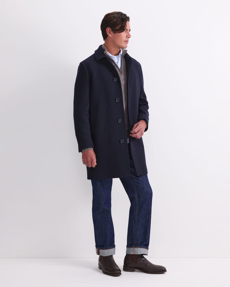 Micah Double Faced Coat in NAVY