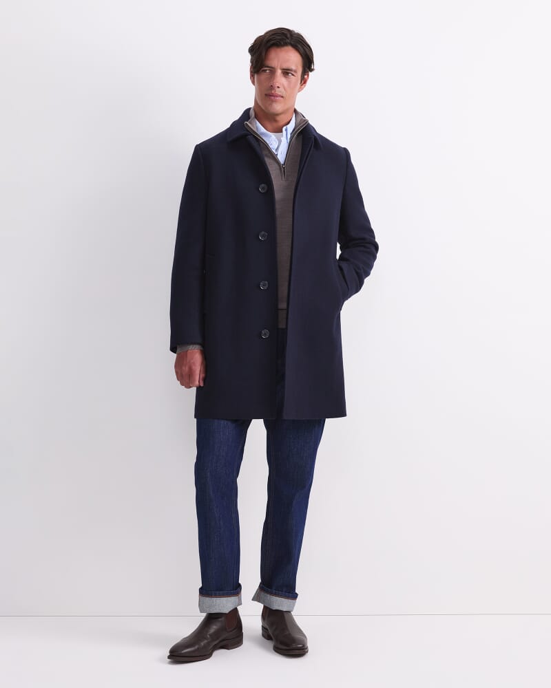 Micah Double Faced Coat in NAVY