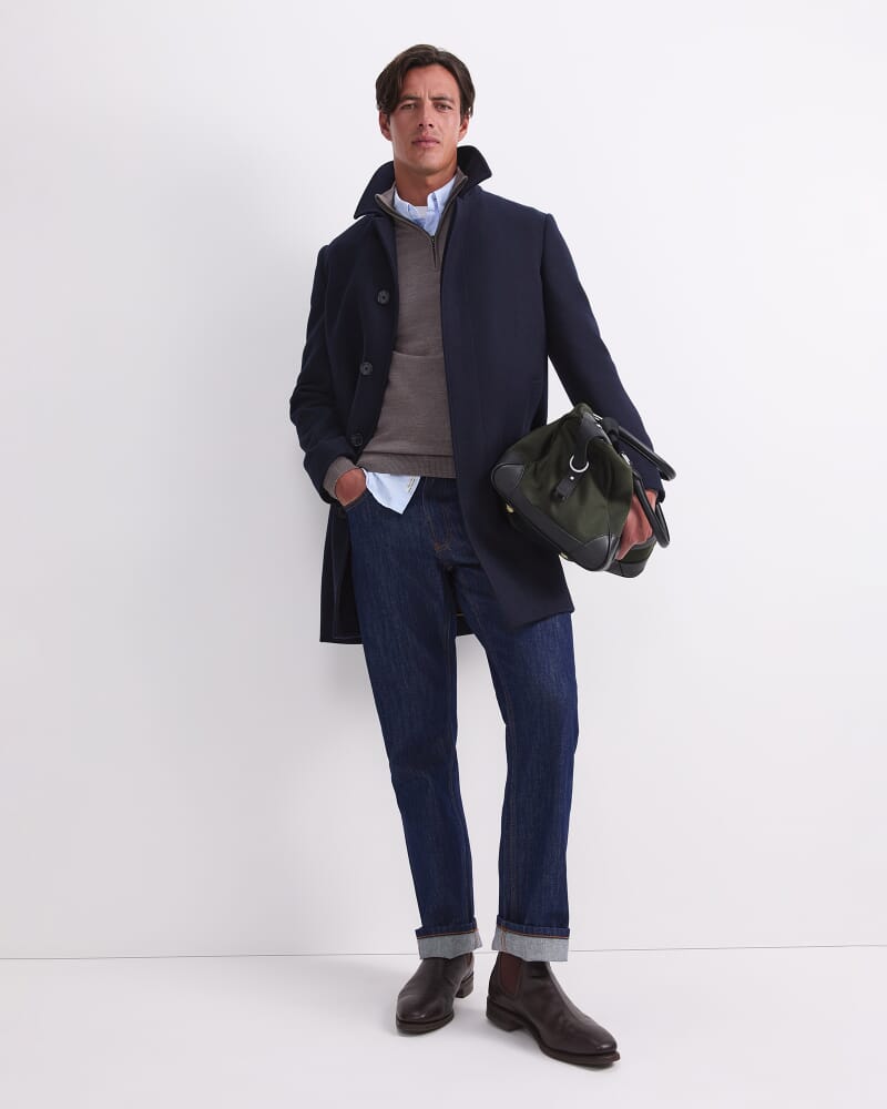 Micah Double Faced Coat in NAVY