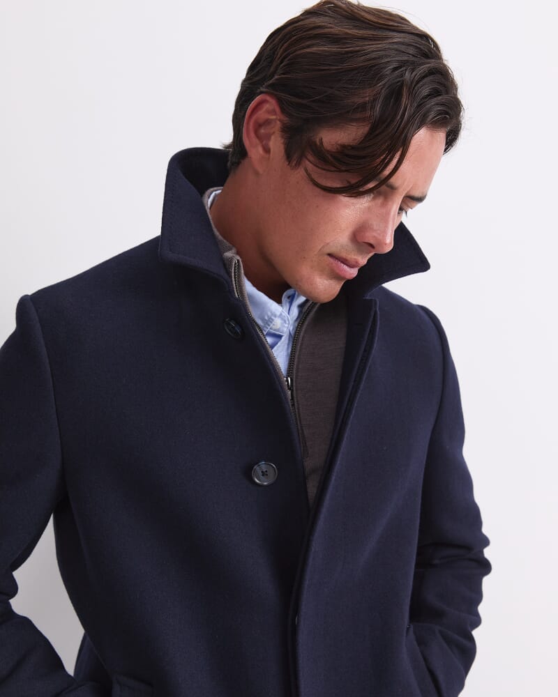 Micah Double Faced Coat in NAVY