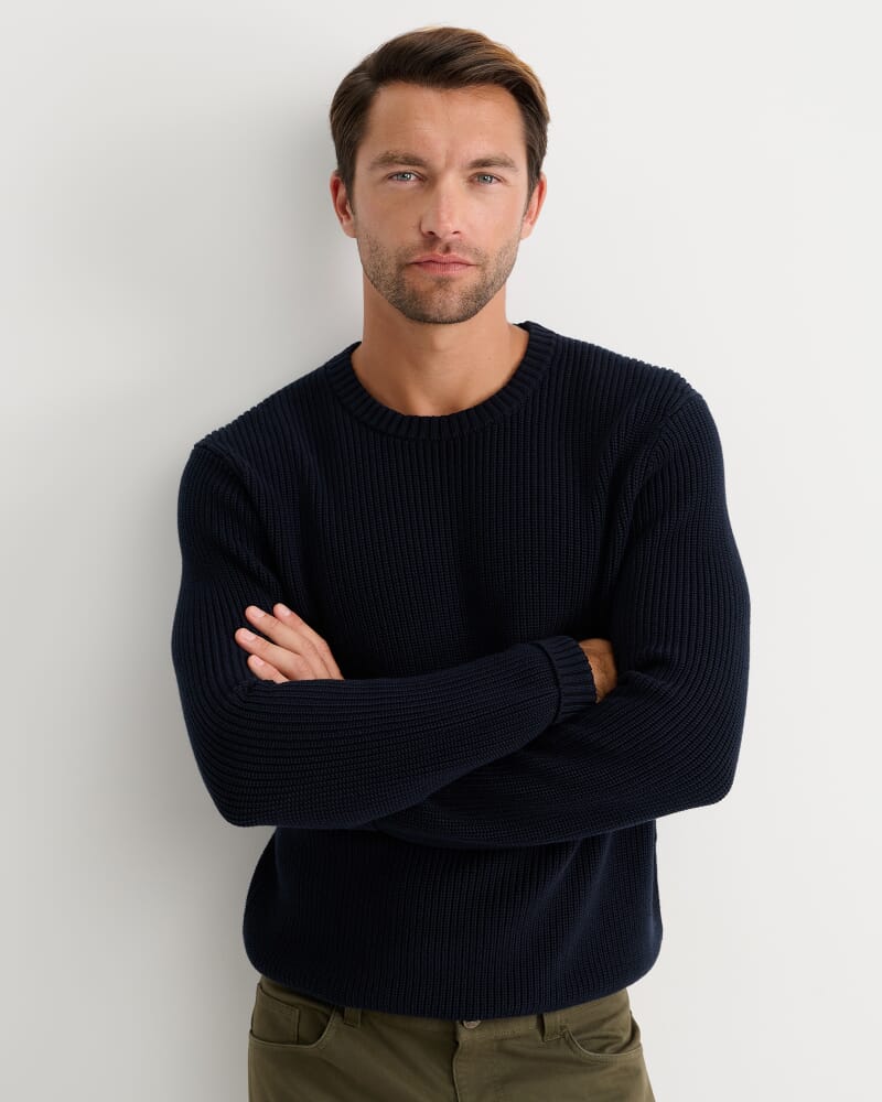 Finn Rib Crew Neck Knit in NAVY