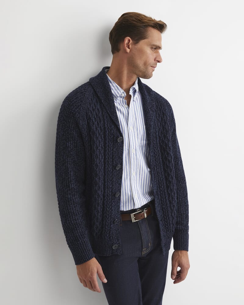 Joshua Cable Cardigan in NAVY/BLUE
