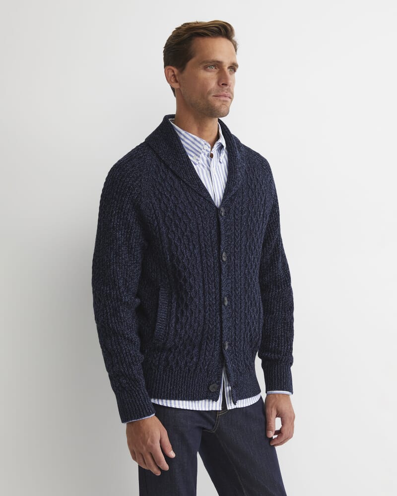 Joshua Cable Cardigan in NAVY/BLUE