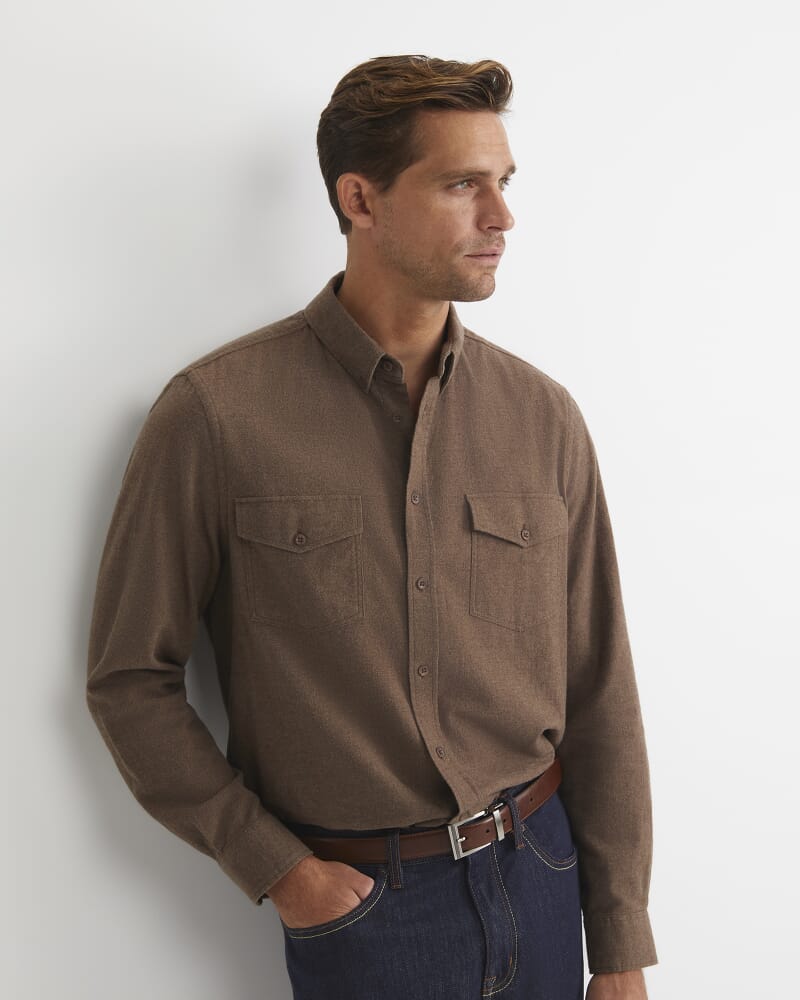 Jarron Long Sleeve Shirt in CAFE MELANGE