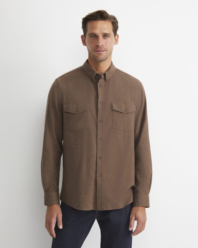 Jarron Long Sleeve Shirt in CAFE MELANGE