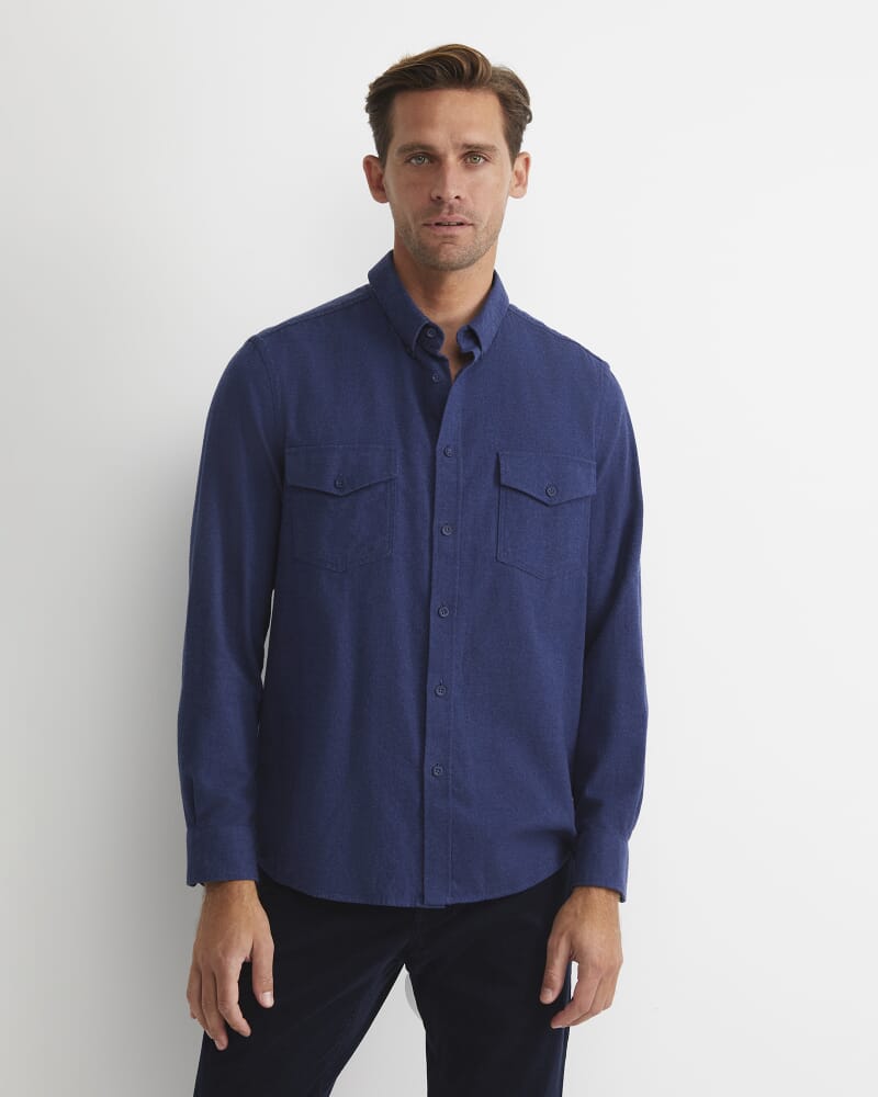 Jarron Long Sleeve Shirt in NAVY MELANGE