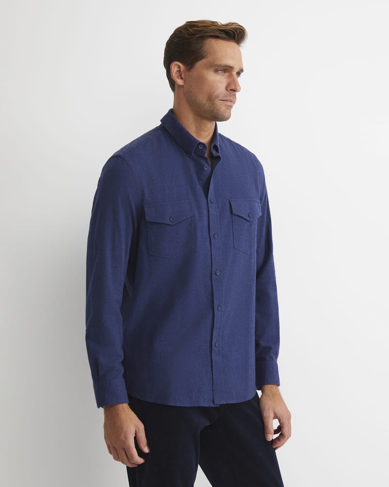 Jarron Long Sleeve Shirt in NAVY MELANGE