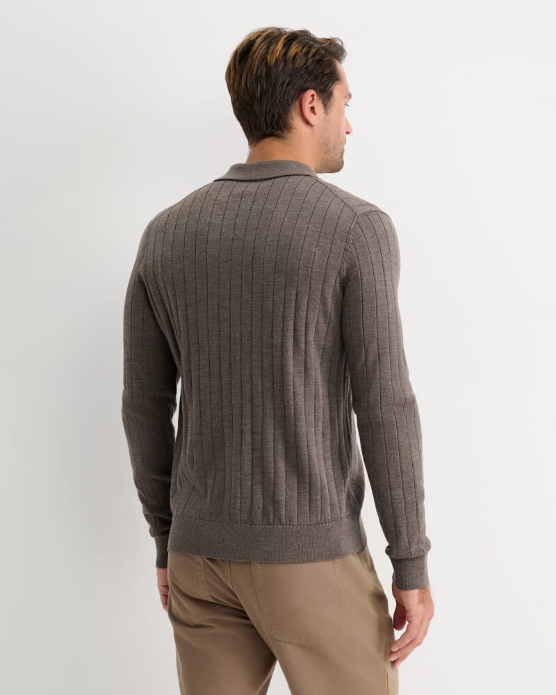 Angus Merino Knit Shirt in BARK