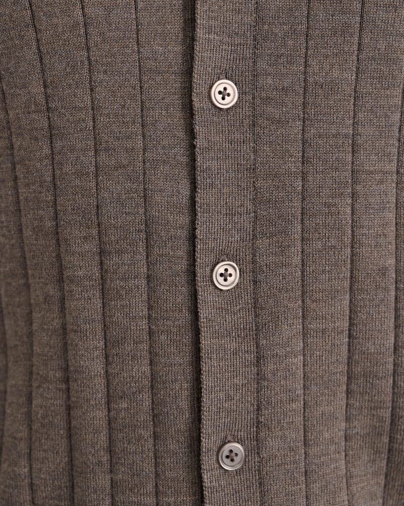 Angus Merino Knit Shirt in BARK