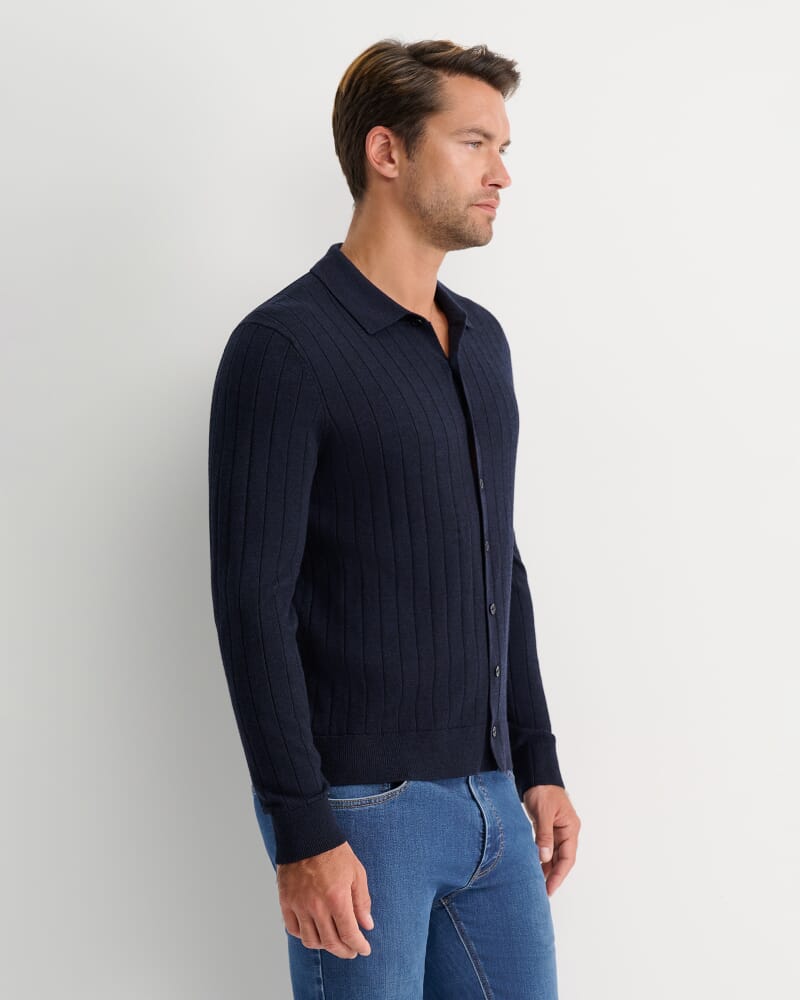 Angus Merino Knit Shirt in NAVY