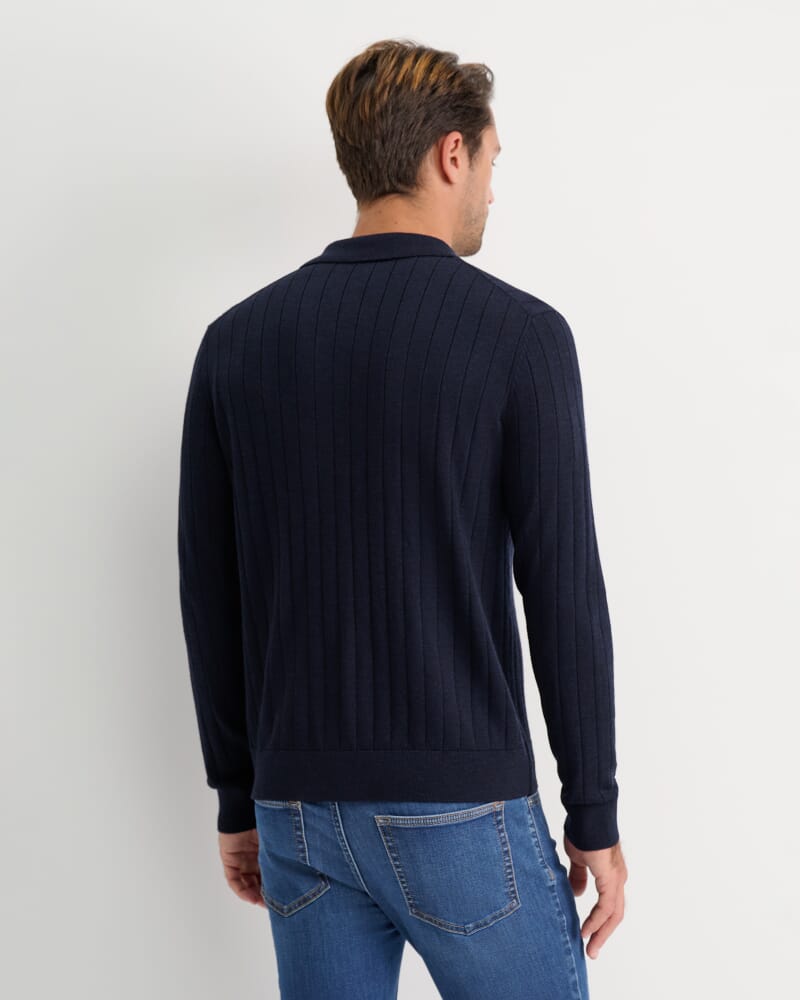 Angus Merino Knit Shirt in NAVY