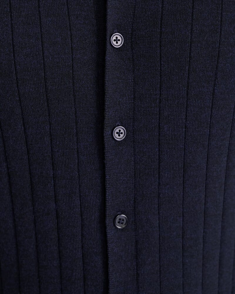 Angus Merino Knit Shirt in NAVY