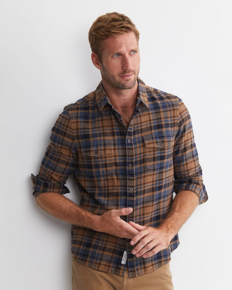 Matcham Long Sleeve Check Shirt in BROWN MULTI