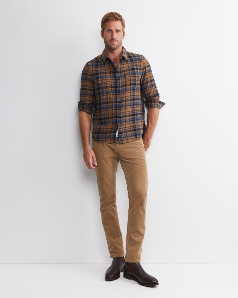 Matcham Long Sleeve Check Shirt in BROWN MULTI