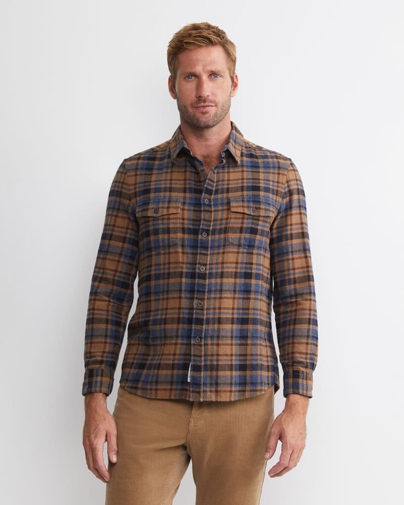 Matcham Long Sleeve Check Shirt in BROWN MULTI