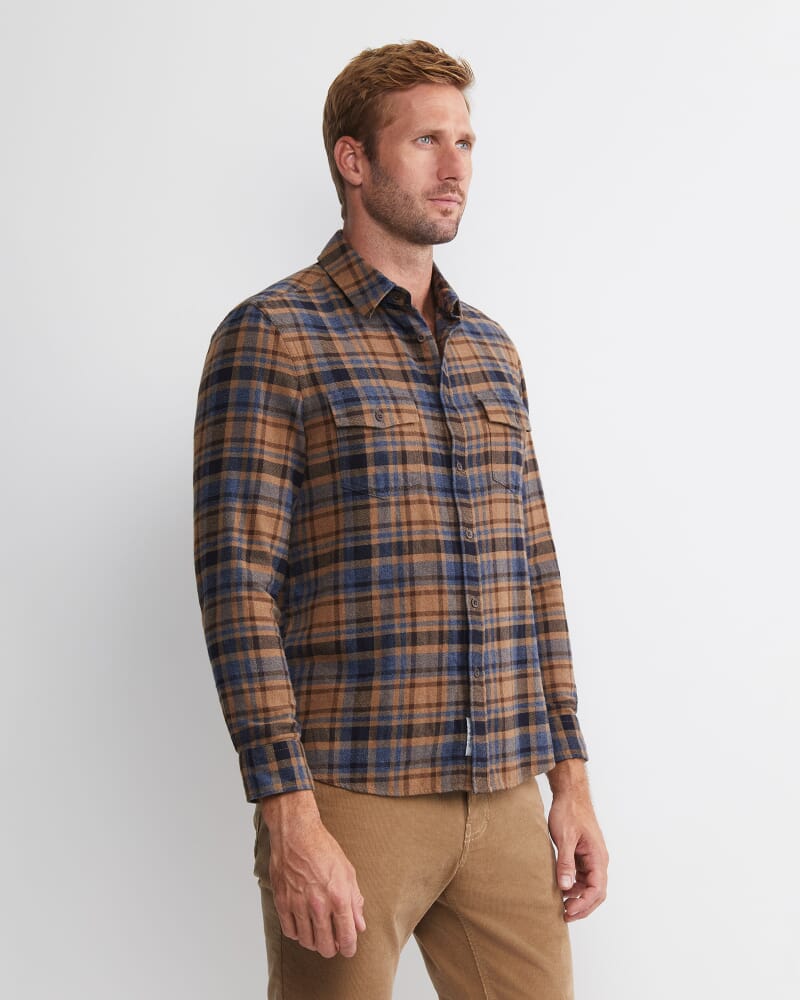 Matcham Long Sleeve Check Shirt in BROWN MULTI