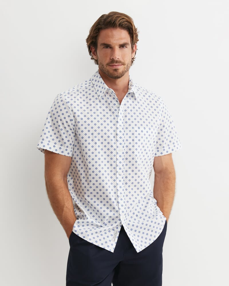 Parker Short Sleeve Shirt in WHITE/MULTI