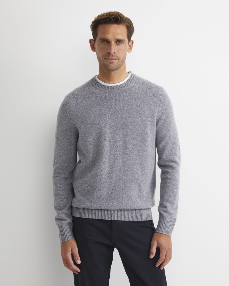 Noah Speckled Merino Crew Knit in GREY/MULTI
