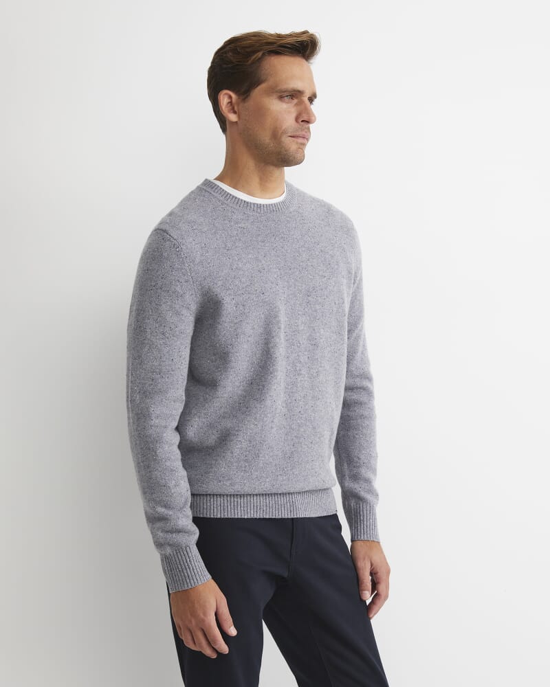 Noah Speckled Merino Crew Knit in GREY/MULTI