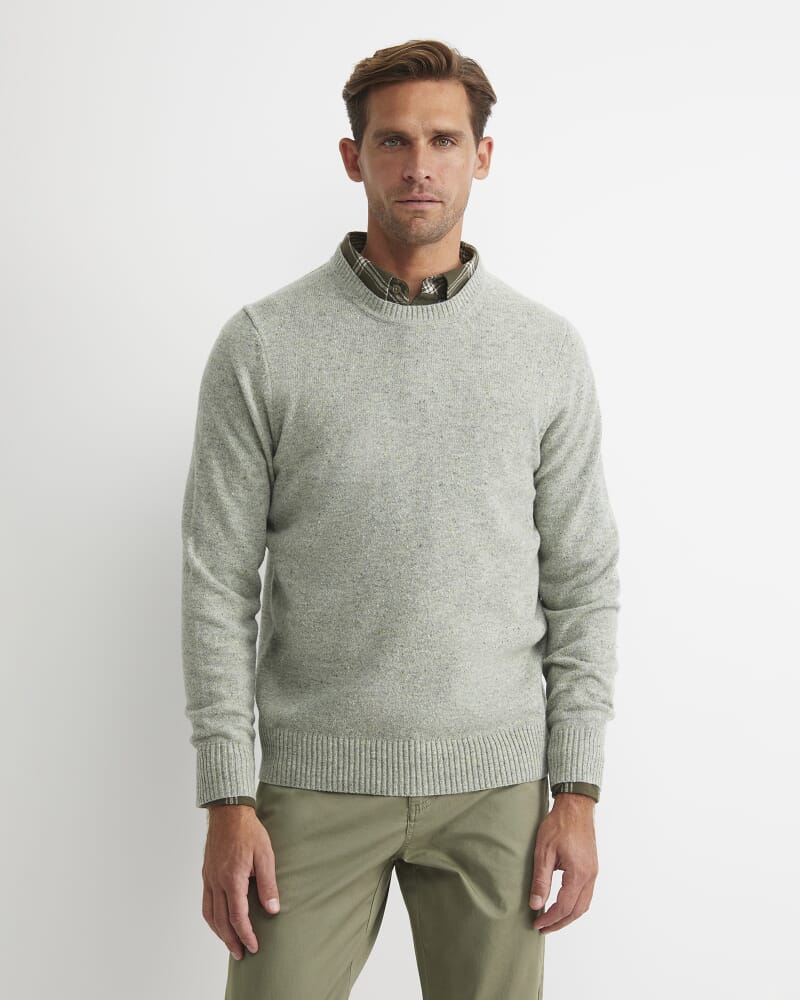 Noah Speckled Merino Crew Knit in SEAFOAM