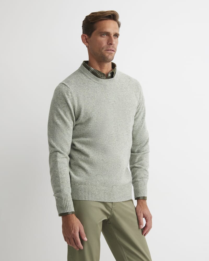Noah Speckled Merino Crew Knit in SEAFOAM