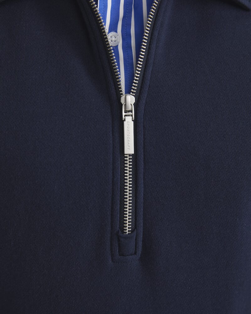 Collared Zip Sweat in NAVY