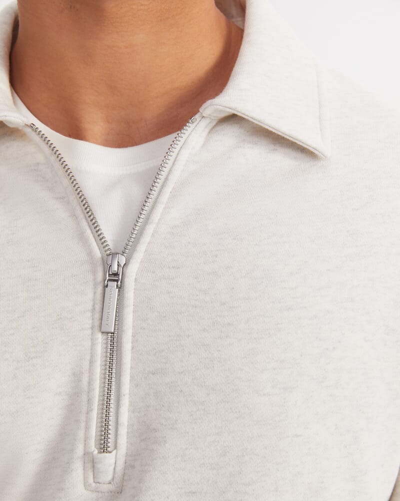 Collared Zip Sweat in OATMEAL