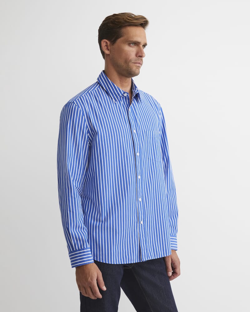 Ryan Long Sleeve Stripe Shirt in DUTCH BLUE
