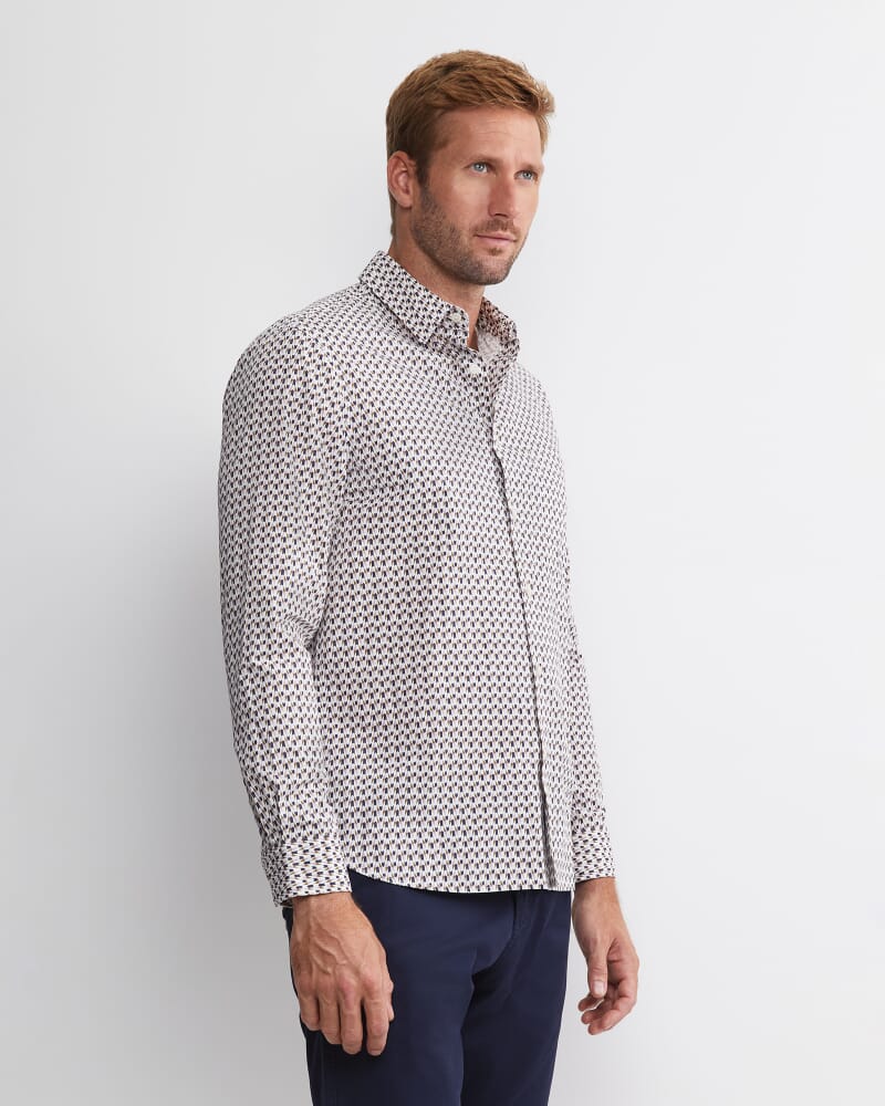 Leo Liberty Long Sleeve Shirt in WHITE/MULTI