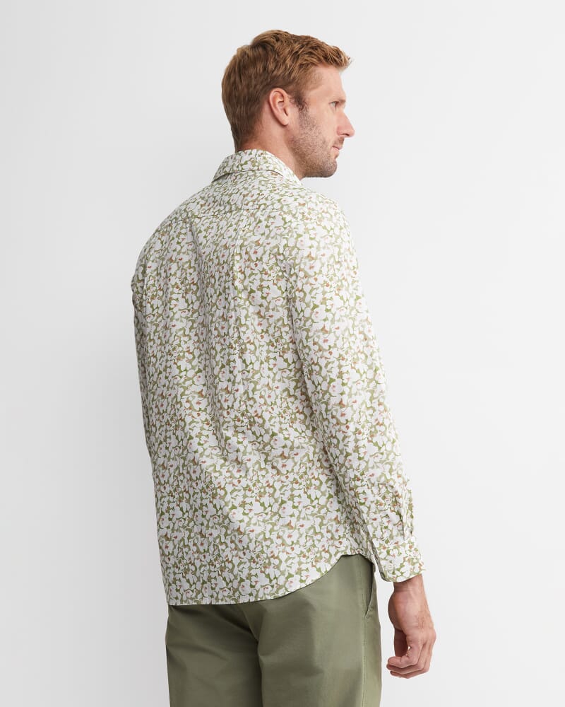 George Long Sleeve Print Shirt in GREEN MULTI