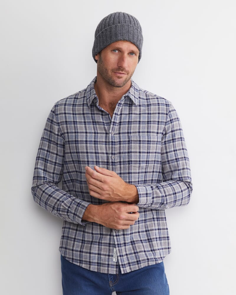 Cody Long Sleeve Check Shirt in BLUE/CHARCOAL