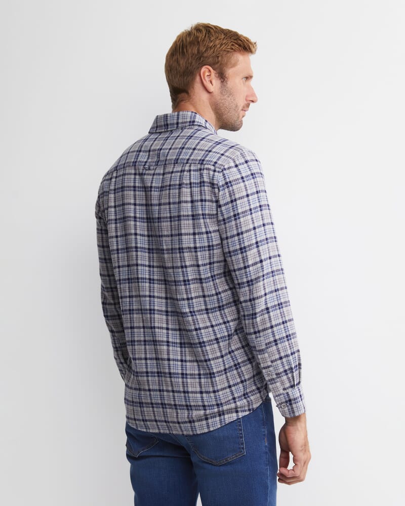 Cody Long Sleeve Check Shirt in BLUE/CHARCOAL
