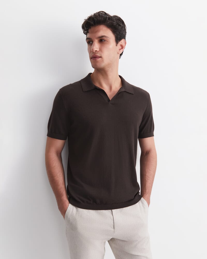 Ojas Knit Polo in CHOCOLATE