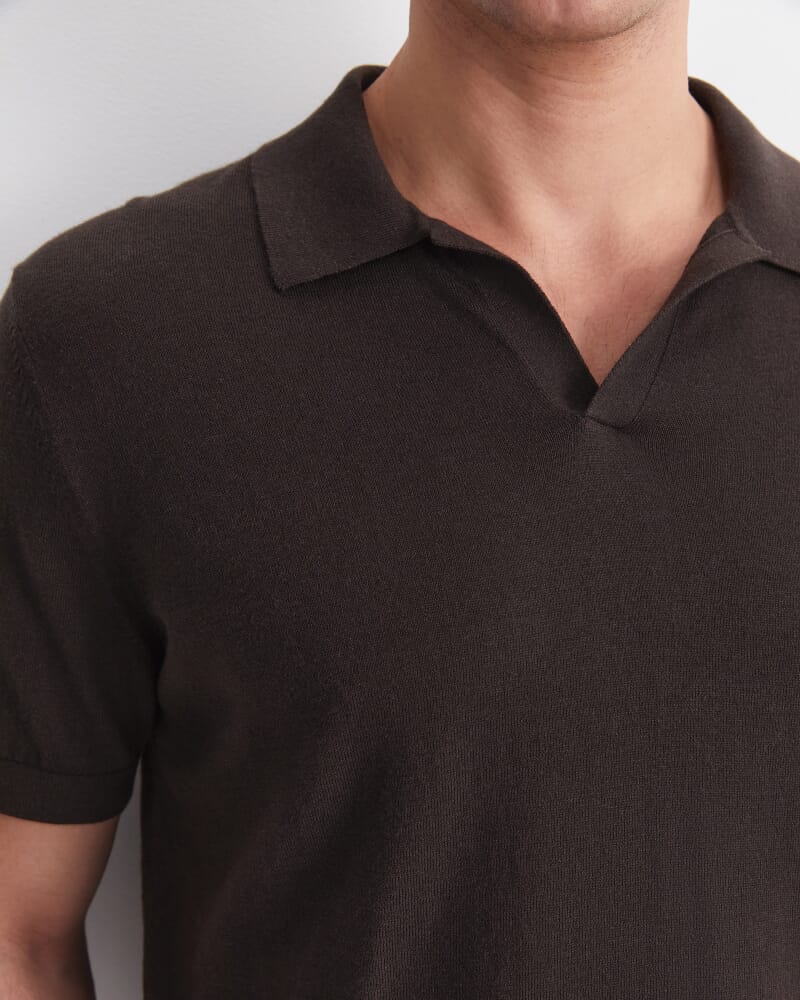 Ojas Knit Polo in CHOCOLATE