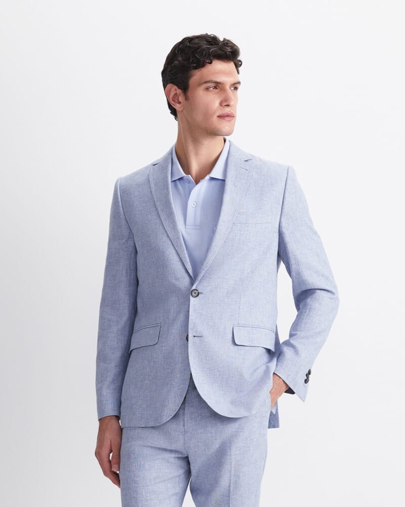 Ridley Linen Blend Suit Jacket in BLUE