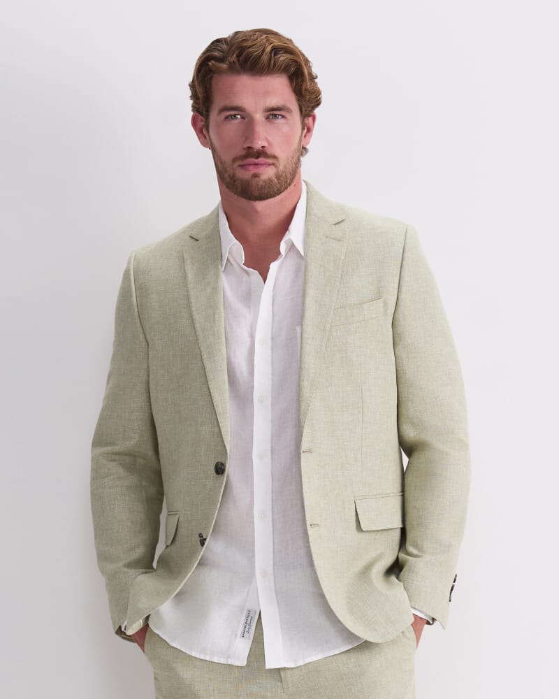 Ridley Linen Blend Suit Jacket in SAGE